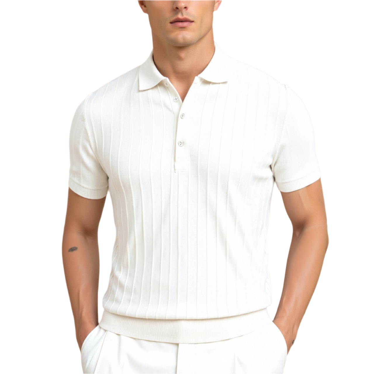 TheighT Vertical Striped Button Up Polo