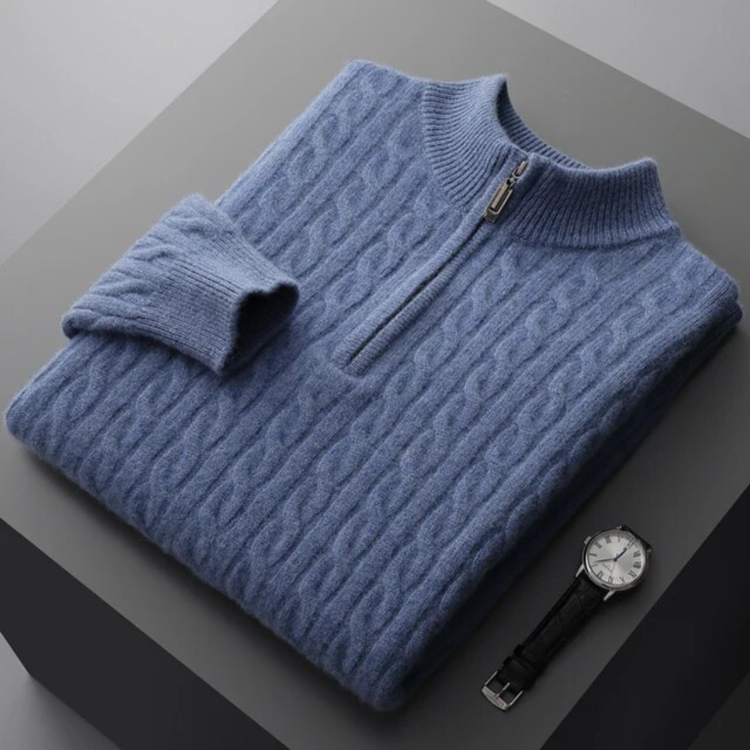 100% TheighT Cashmere Woven Half Zip