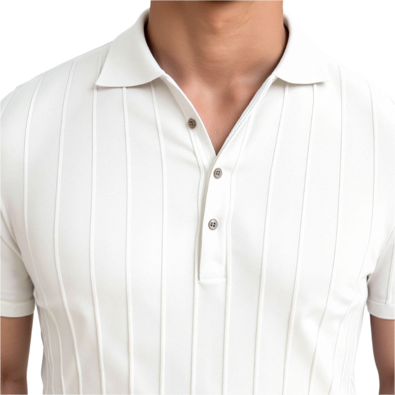 TheighT Vertical Striped Button Up Polo