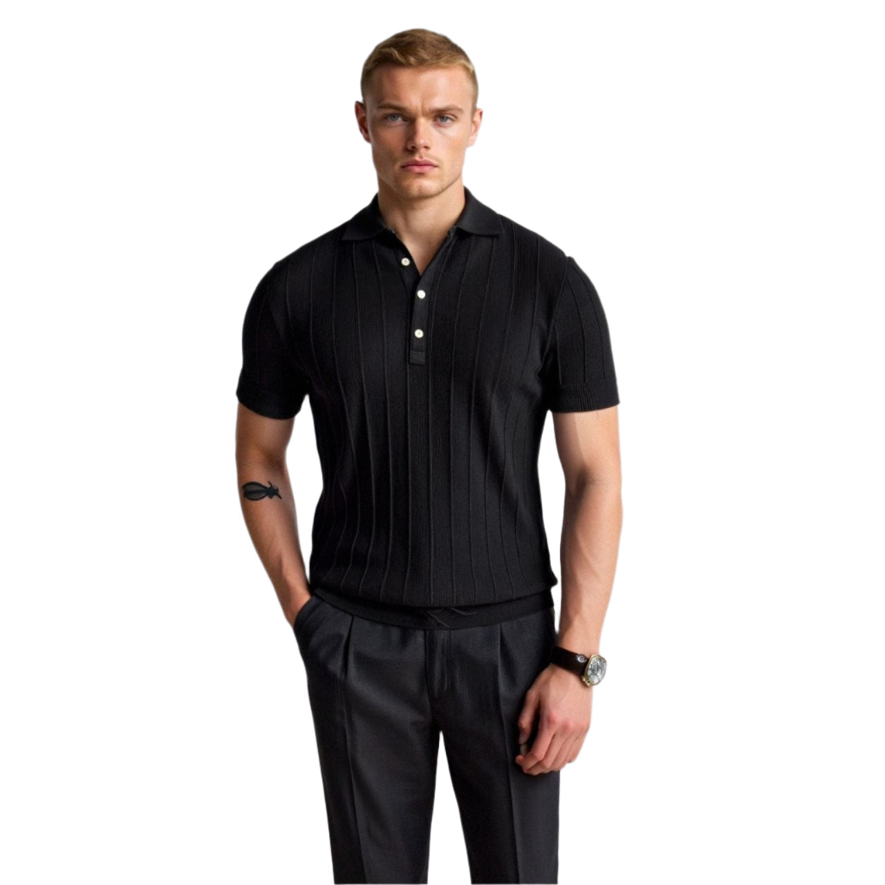 TheighT Vertical Striped Button Up Polo