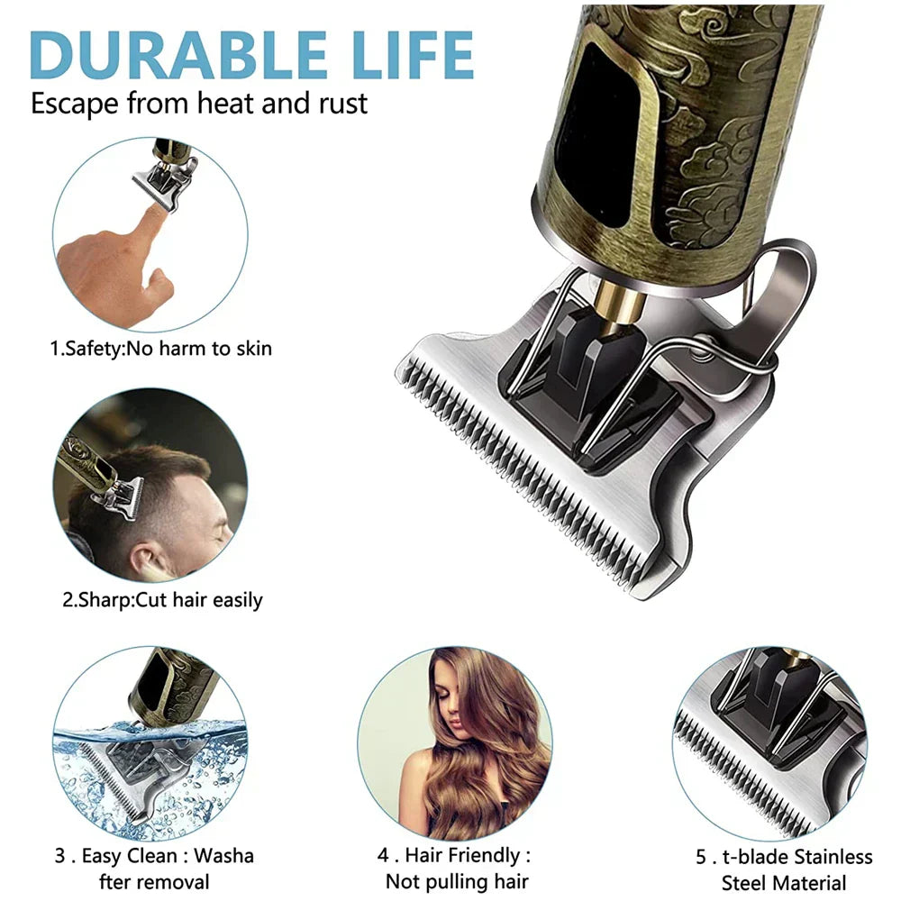 LCD Precision Hair Trimmer & Electric Shaver for Men – Multifunctional Grooming Tool