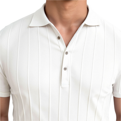 TheighT Vertical Striped Button Up Polo