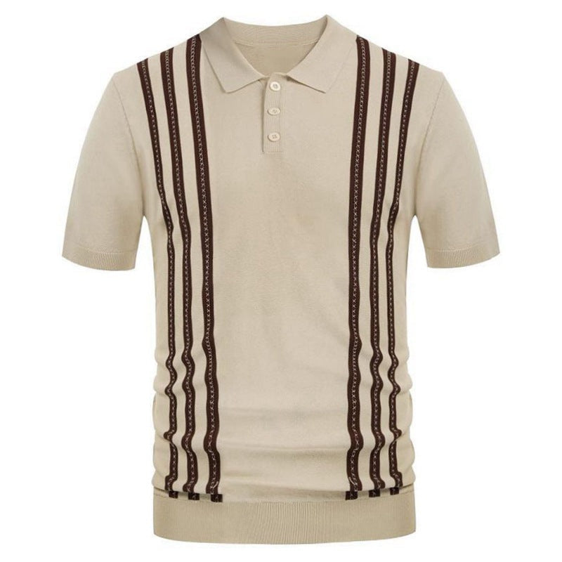 Kyoto - Theight Striped Casual Polo
